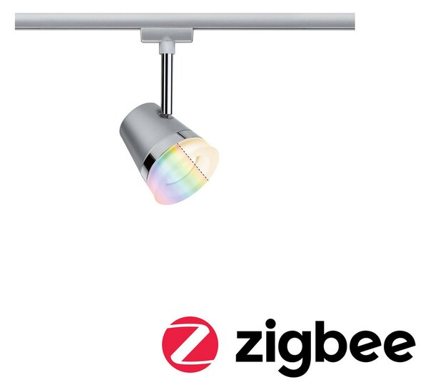 Paulmann URail Cone spot RGBW crom mat ZigBee, reglabil, Gri, Hol, Metal, Modern