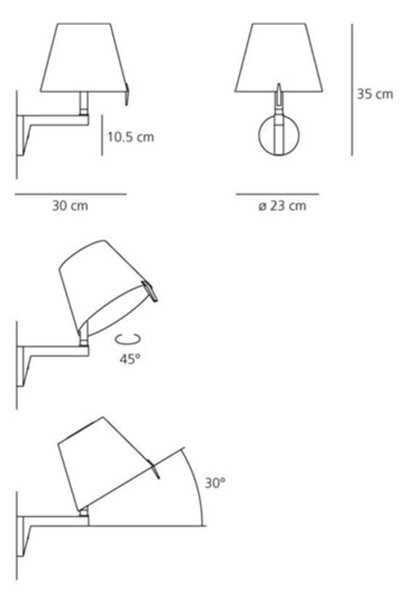 Lampă de perete Artemide, Metalic, Camera de zi, Aluminiu