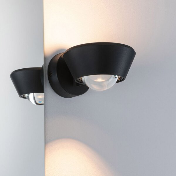 Paulmann Sabik aplică de perete LED up/down negru, reglabil, Negru, Baie, Plastic, Modern