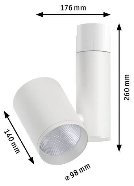 Paulmann Zeuz URail Spot 4,000K 15° alb mat, reglabil, Alb, Hol, Metal, Modern