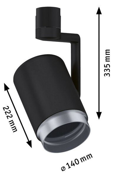 Paulmann Asthene URail Spot negru mat, reglabil, Negru, Hol, Metal, Modern