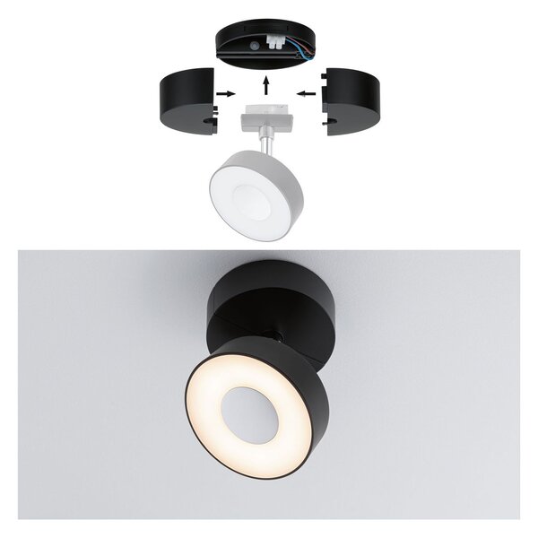 Paulmann URail alimentare spot indiv. negru mat, reglabil, Negru, Plastic