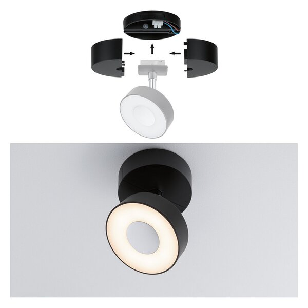 Paulmann URail alimentare spot indiv. negru mat, reglabil, Negru, Plastic