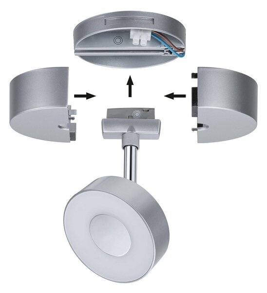 Paulmann URail alimentare spot indiv. crom mat, reglabil, Gri, Plastic