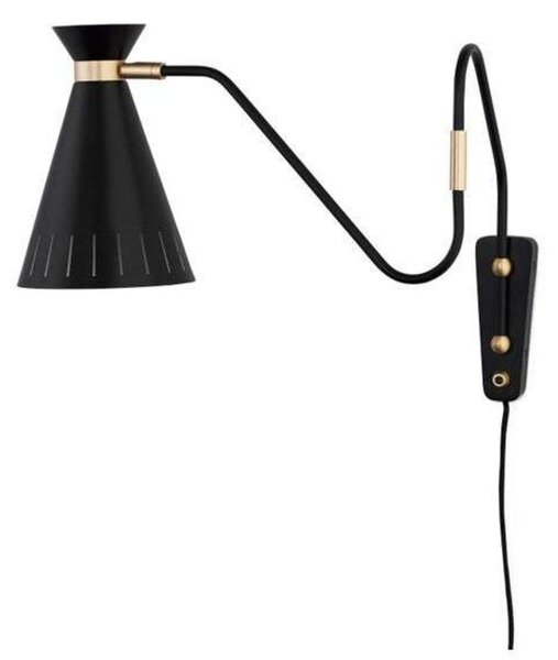 Lampă de perete Warm Nordic, Cone, Negru, Camera de zi, Metal, Vintage