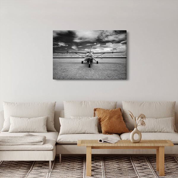 Tablou - Avion alb-negru și alb-negru (90x60 cm)