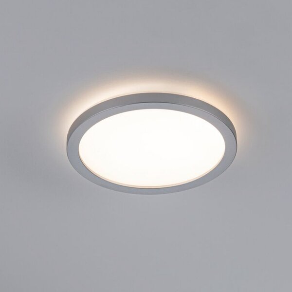 Paulmann Panou LED Atria Shine cromat, Ø 19 cm, 3000 K, pornit/oprit, IP20, Gri, Camera de zi / sufragerie, Plastic, Modern