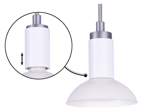 Paulmann Runa lampă suspendată, alb/gri, reglabil, Alb, Camera de zi / sufragerie, Metal, Modern