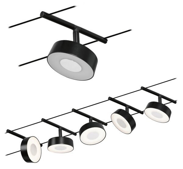 Paulmann Circle sistem LED cabluri 5bec negru mat, Negru, Hol, Metal, Modern