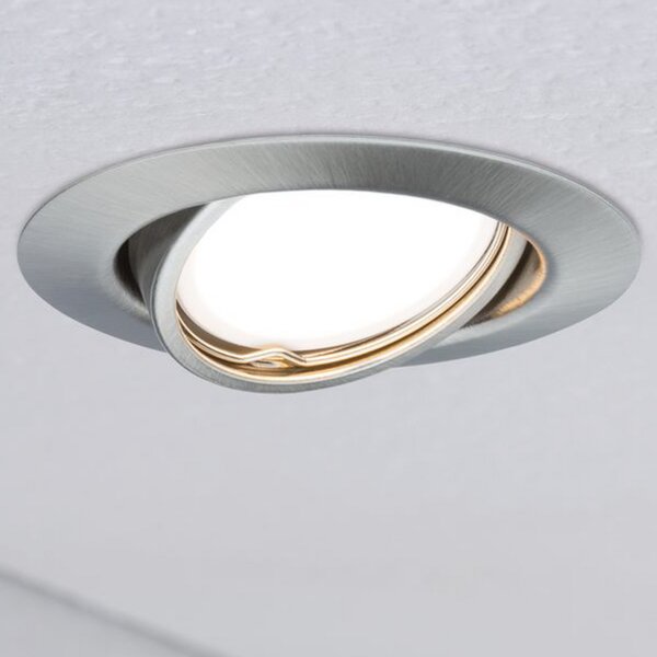 Paulmann Base spot LED încast. 3x 3-Step-dim fier, reglabil, Metalic, Camera de zi / sufragerie, Metal, Modern, Corpuri de iluminat încastrate rotunde