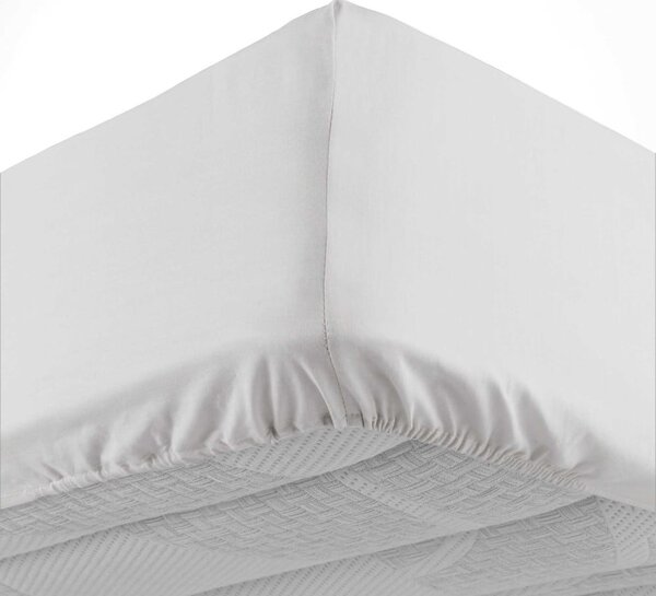 Cearceaf alb din bumbac cu elastic 180x200 cm Lina – douceur d'intérieur
