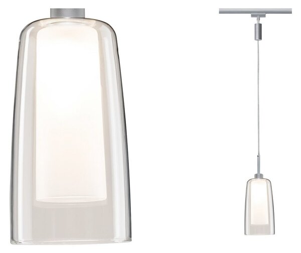 Paulmann URail Arido lampă pendul LED crom mat, reglabil, Gri, Camera de zi / sufragerie, Sticlă, Modern