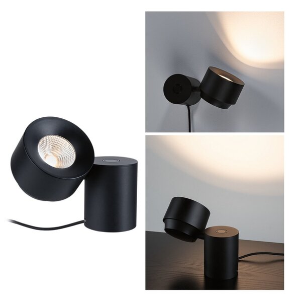 Paulmann Puric Pane I lampă de masă LED, h=16 cm, reglabil, Negru, Camera de zi / sufragerie, Metal, Modern
