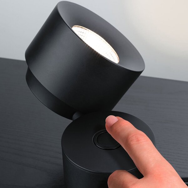 Paulmann Puric Pane I lampă de masă LED, h=16 cm, reglabil, Negru, Camera de zi / sufragerie, Metal, Modern