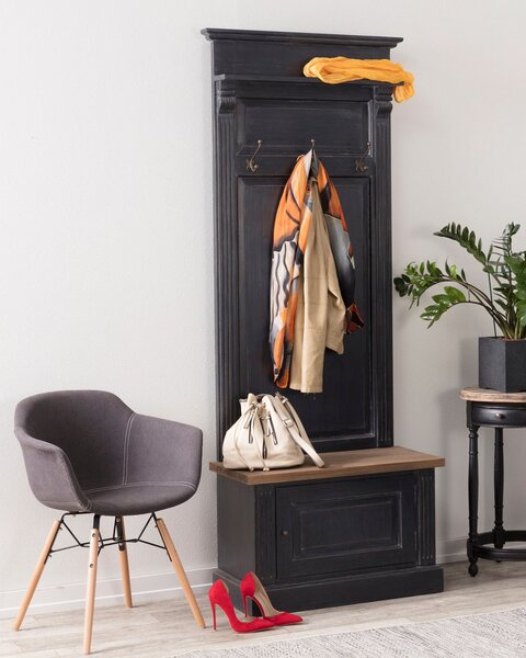 Dulap Bradford pentru hol 79x45x210 cm negru vintage & lemn natur