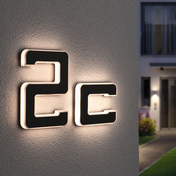 Paulmann LED cu LED-uri solare litera c, Negru, Plastic, Modern