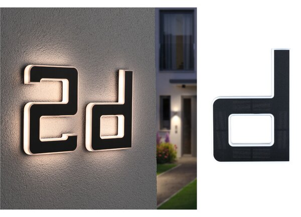 Paulmann LED cu LED-uri solare litera d, Negru, Plastic, Modern