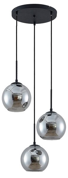 Lustră Pendul Lindby, Jurian, reglabil, Gri, Camera de zi, Sticlă, Modern