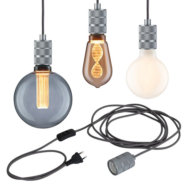 Paulmann Neordic Tilla lampă susp. ștecher alu, Metalic, Camera de zi / sufragerie, Metal, Modern
