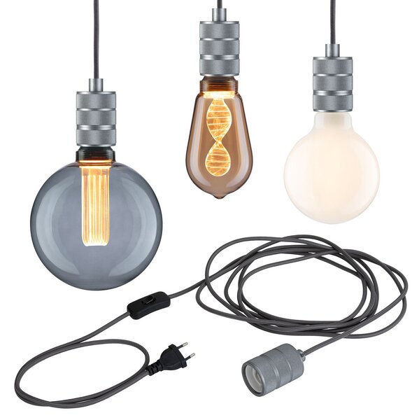 Paulmann Neordic Tilla lampă susp. ștecher alu, Metalic, Camera de zi / sufragerie, Metal, Modern