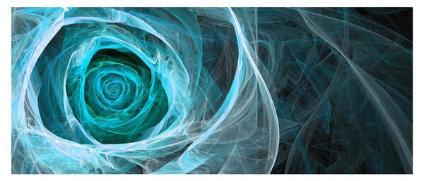 Tablou - Abstract trandafir albastru cu fundal negru (120x50 cm)