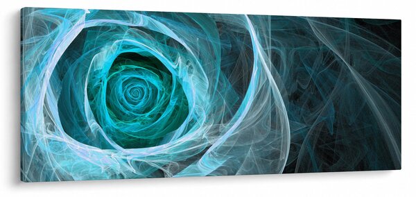 Tablou - Abstract trandafir albastru cu fundal negru (120x50 cm)