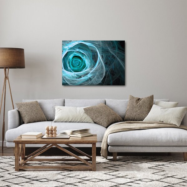 Tablou - Abstract trandafir albastru cu fundal negru (70x50 cm)