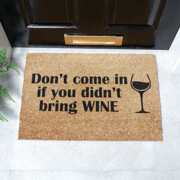 Covoraș de intrare din fibre de nucă de cocos 40x60 cm Without Wine – Artsy Doormats