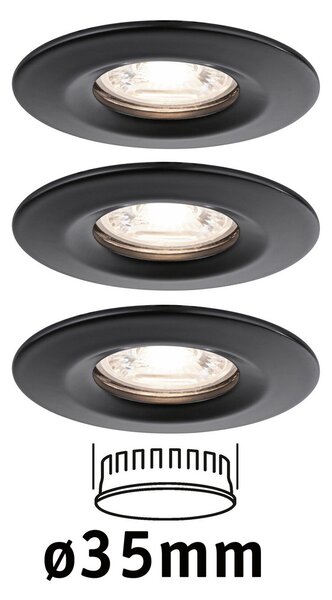 Paulmann Nova Mini spot încastrat 3x rigid negru, Negru, Camera de zi / sufragerie, Metal, Modern