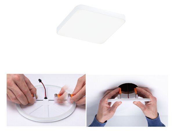 Paulmann Veluna Edge LED încastrat IP44 4000K 9x9cm, Alb, Camera de zi / sufragerie, Plastic, Modern