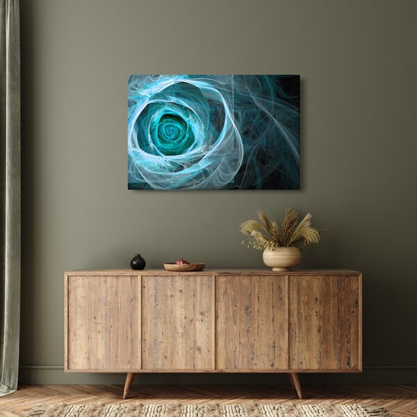 Tablou - Abstract trandafir albastru cu fundal negru (90x60 cm)