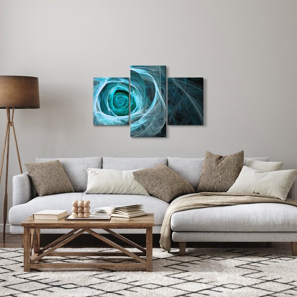 Tablou - Abstract trandafir albastru cu fundal negru (90x60 cm)
