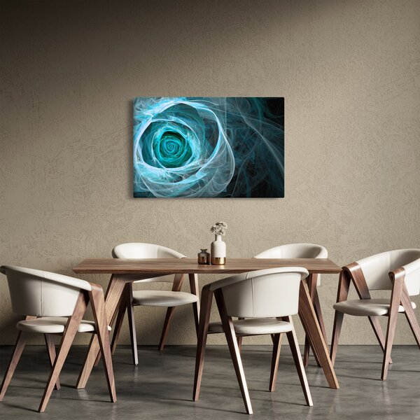 Tablou - Abstract trandafir albastru cu fundal negru (90x60 cm)