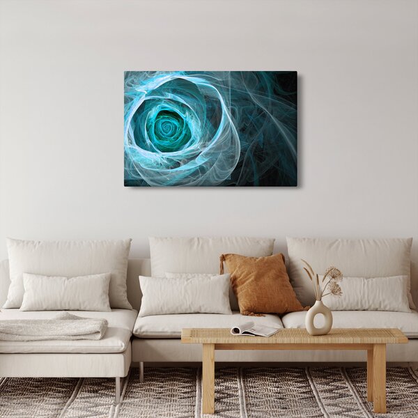 Tablou - Abstract trandafir albastru cu fundal negru (90x60 cm)