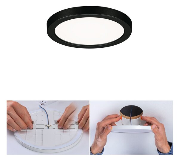 Paulmann Areo LED panou rotund negru 4000K Ø11.8cm, Negru, Baie, Plastic, Modern