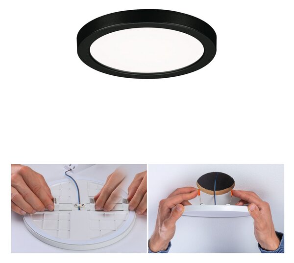 Paulmann Areo LED panou rotund negru 4000K Ø11.8cm, Negru, Baie, Plastic, Modern