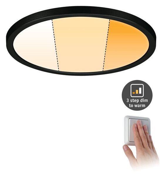Paulmann Areo Panel dimtowarm rotund negru Ø23cm, reglabil, Negru, Camera de zi / sufragerie, Plastic, Modern