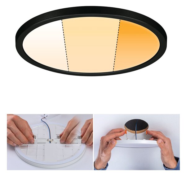 Paulmann Areo Panel dimtowarm rotund negru Ø23cm, reglabil, Negru, Camera de zi / sufragerie, Plastic, Modern
