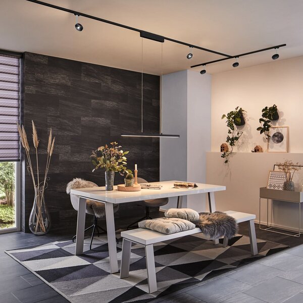 Paulmann URail Lento pendul LED ZigBee CCT negru, reglabil, Negru, Camera de zi / sufragerie, Metal, Modern, Suspensie cu flacără unică