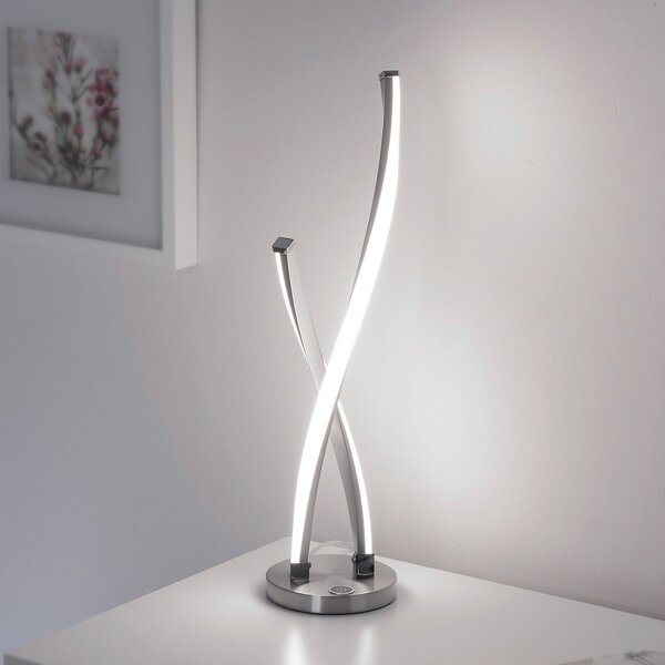 Paul Neuhaus Lampă de masă LED Polina, argintiu, metal, dimabil, reglabil, Metalic, Camera de zi / sufragerie, Metal, Modern