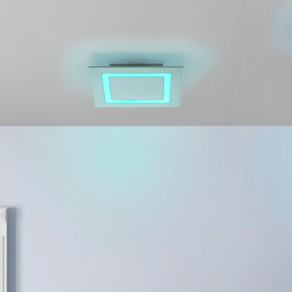 Q-Smart-Home Paul Neuhaus Q-MIRAN plafonieră LED, 30x30 cm, reglabil, Metalic, Camera de zi / sufragerie, Metal, Modern, Plafon unghiular direct