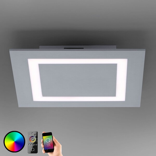 Q-Smart-Home Paul Neuhaus Q-MIRAN plafonieră LED, 30x30 cm, reglabil, Metalic, Camera de zi / sufragerie, Metal, Modern, Plafon unghiular direct