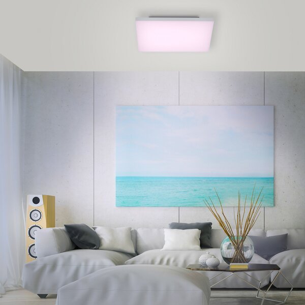 Q-Smart-Home Paul Neuhaus Q-FRAMELESS plafonieră RGBW 45x45cm, reglabil, Alb, Camera de zi / sufragerie, Plastic, Modern