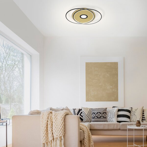 Q-Smart-Home Paul Neuhaus Q-AMIRA plafonieră LED ovală, negru, reglabil, Negru, Camera de zi / sufragerie, Metal, Modern