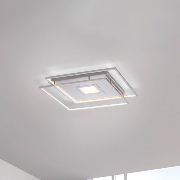 Q-Smart-Home Paul Neuhaus Q-AMIRA plafonieră LED, argintiu, reglabil, Gri, Camera de zi / sufragerie, Metal, Modern