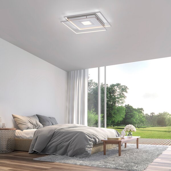 Q-Smart-Home Paul Neuhaus Q-AMIRA plafonieră LED, argintiu, reglabil, Gri, Camera de zi / sufragerie, Metal, Modern