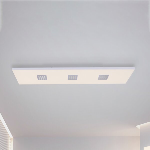 PURE Plafonieră LED Neo, 120 cm, aluminiu, CCT, telecomandă, reglabil, Alb, Camera de zi / sufragerie, Metal, Modern