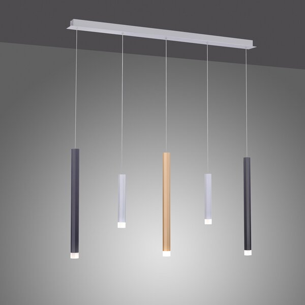 PURE Lampă suspendată LED Gemin, colorată, cu 5 becuri, reglabil, Camera de zi / sufragerie, Metal, Modern