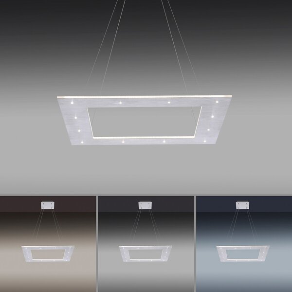 PURE Lampă suspendată LED Cosmo, aluminiu, 50 cm, CCT, telecomandă, reglabil, Metalic, Camera de zi / sufragerie, Metal, Modern