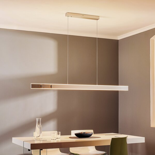 PURE Lampă suspendată LED Lume, diamant, CCT, reglabil, Metalic, Camera de zi / sufragerie, Metal, Modern